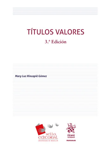 Libro Títulos Valores 3ª Edición - Edición Oficial 2023 Tirant lo Blanch